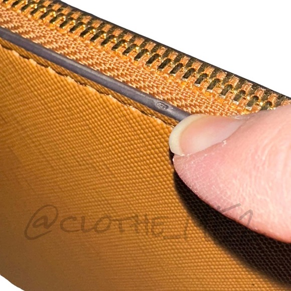 KATE SPADE - Leather Wristlet Pouchette, brown/light fawn color - Picture 10 of 14